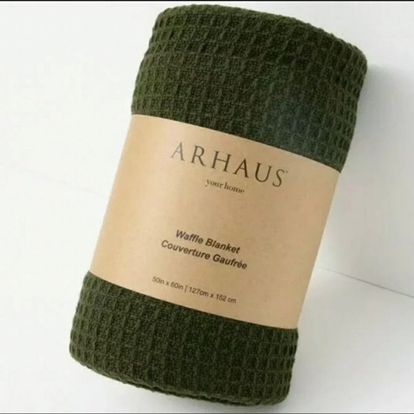 Arhaus Other - Arhaus Green Waffle Knit Throw Blanket
